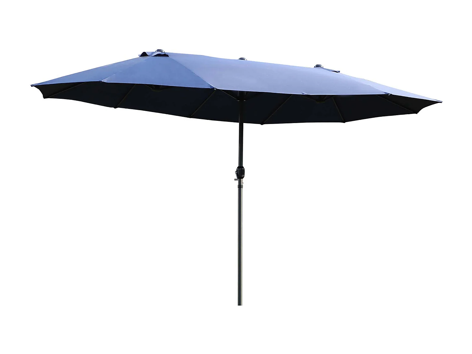 Parasol double avec manivelle, parasol de jardin, parasol de terrasse, bleu, en acier (460x270x240 cm)