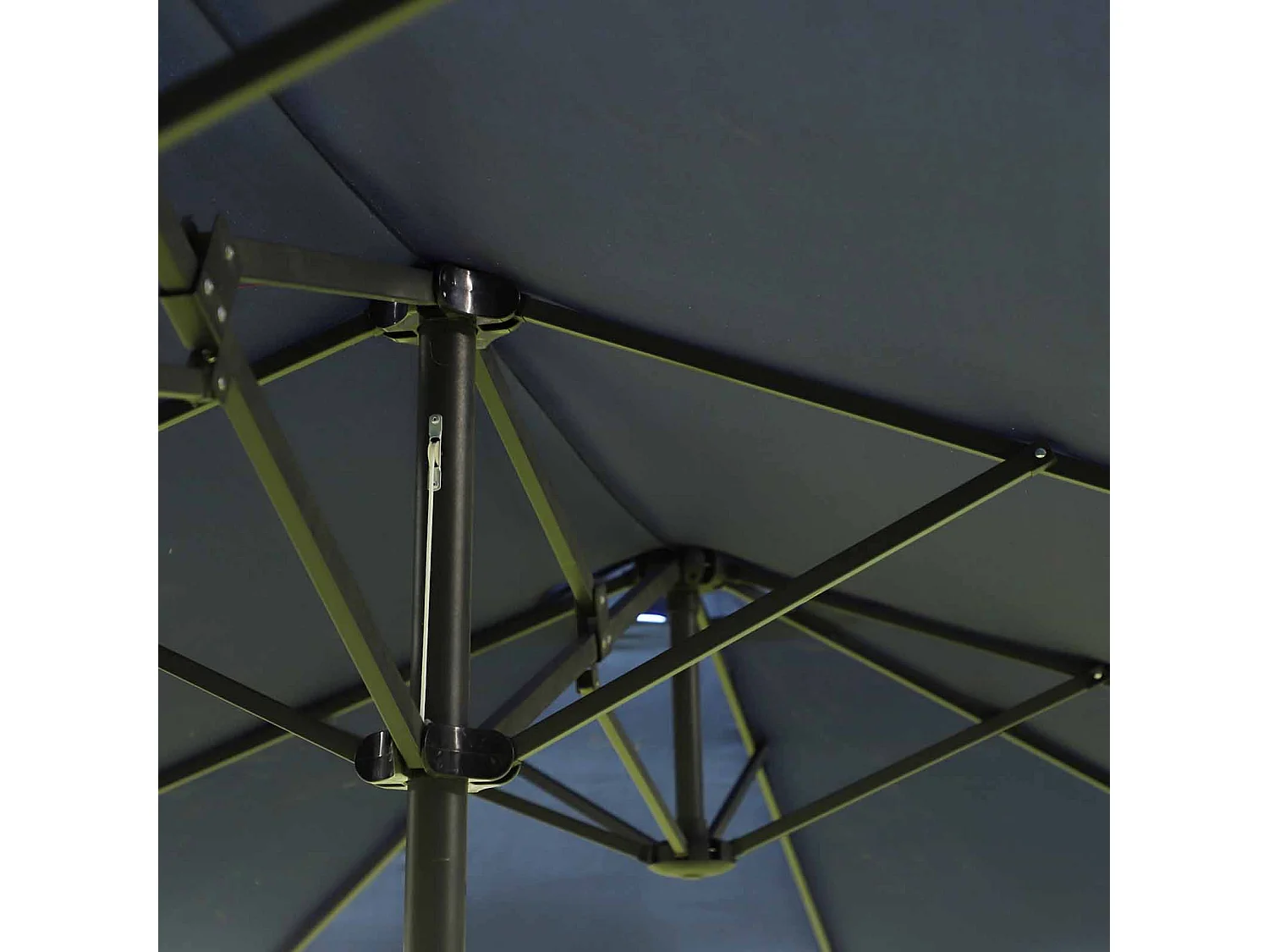 Parasol double avec manivelle, parasol de jardin, parasol de terrasse, bleu, en acier (460x270x240 cm)