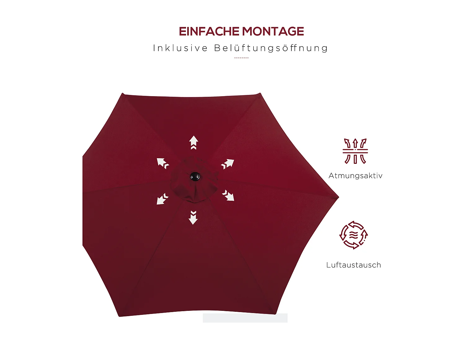 Kantelbare parasol met slinger, aluminium, 180 g/m² polyester, rood (Ø2,6xH2,35 m)