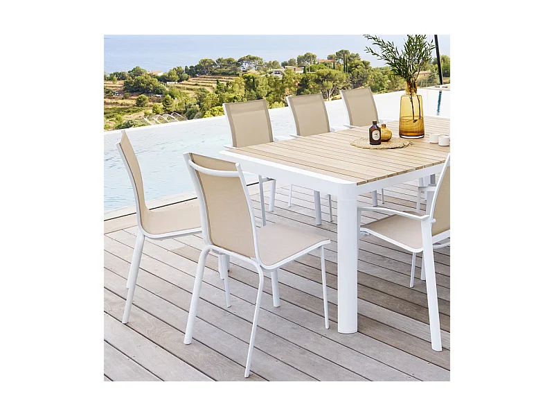 Chaise empilable Axant lin et blanc Hespéride