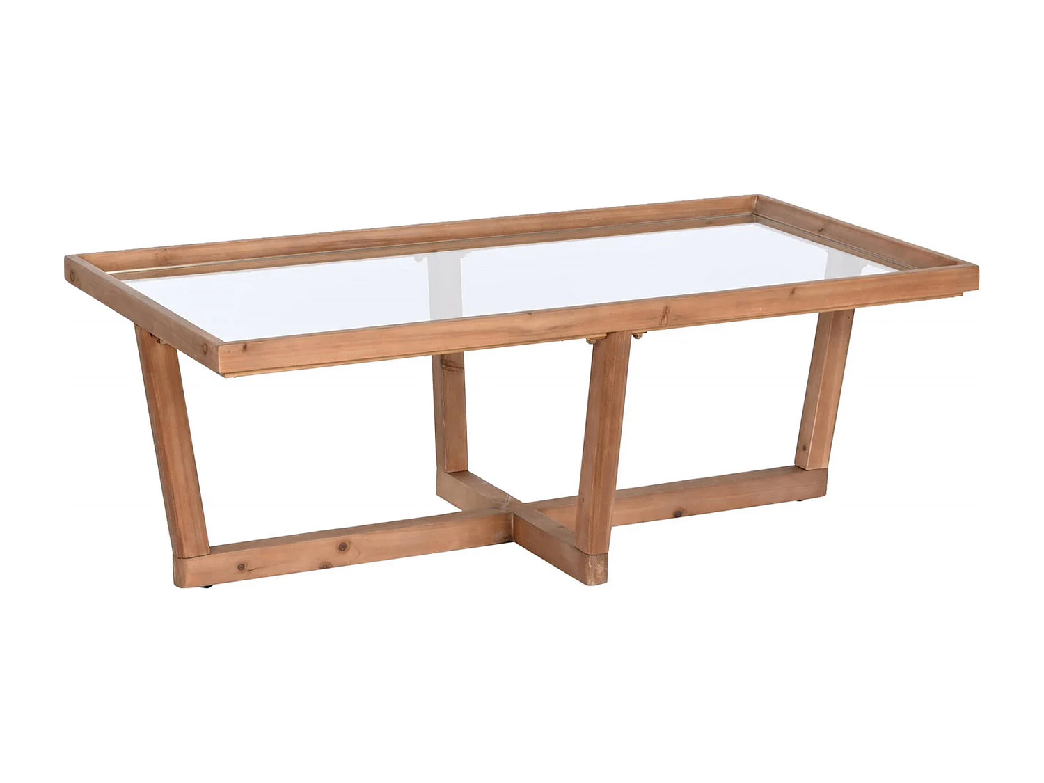 Table basse en verre et bois épicéa élégance naturelle
