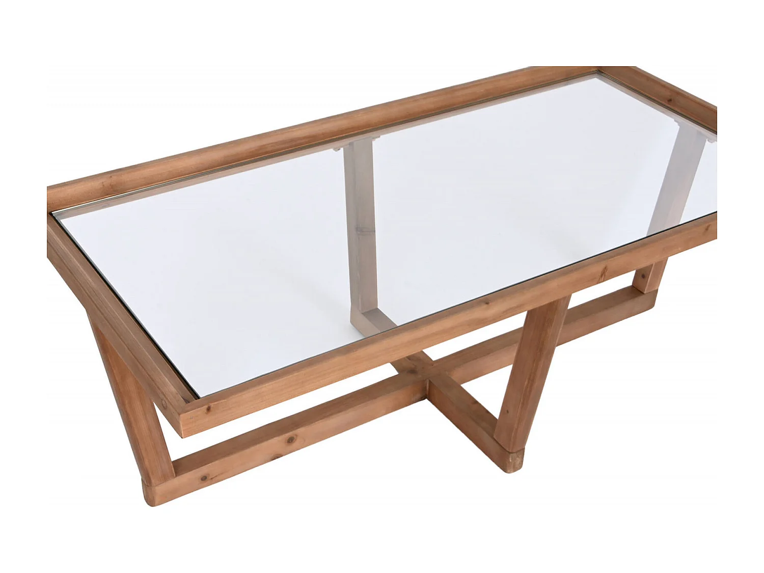 Table basse en verre et bois épicéa élégance naturelle
