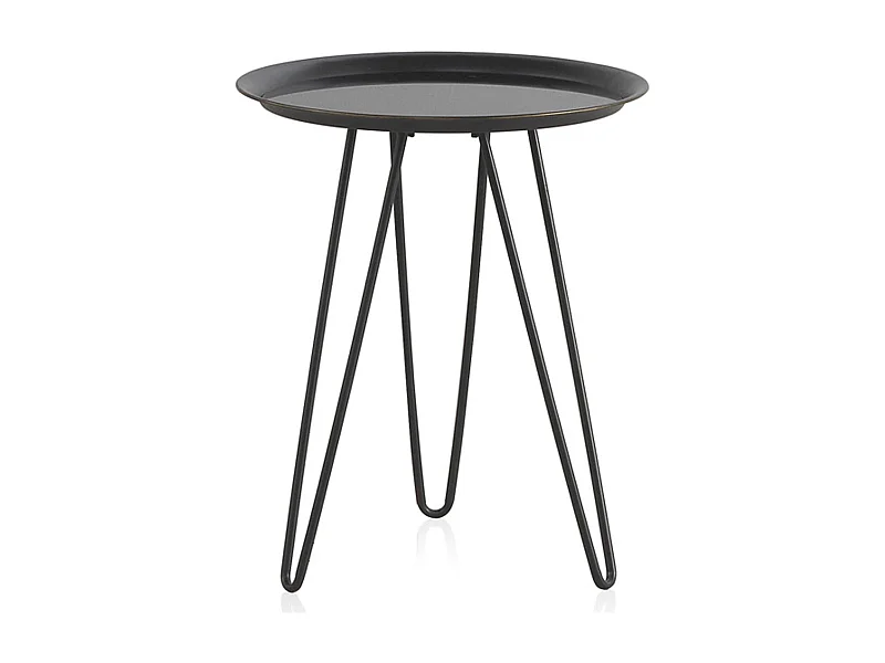 Table basse ronde métal noir intérieur design élégant