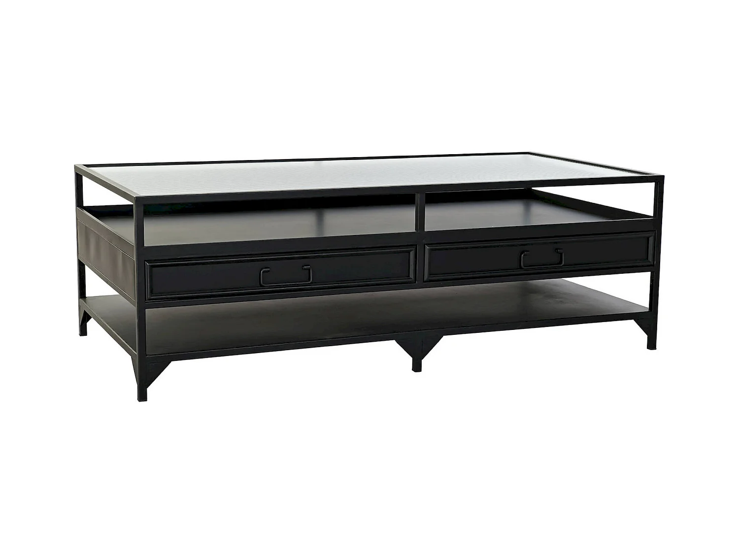 Table basse élégante verre noir et métal chic