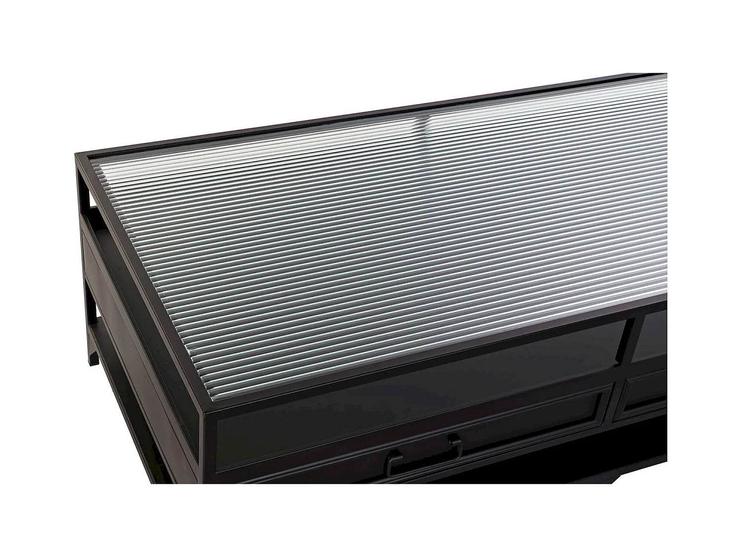 Table basse élégante verre noir et métal chic