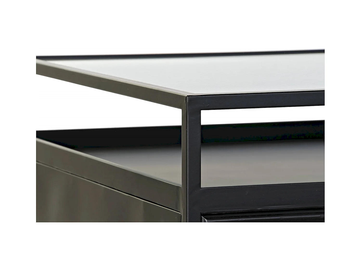 Table basse élégante verre noir et métal chic