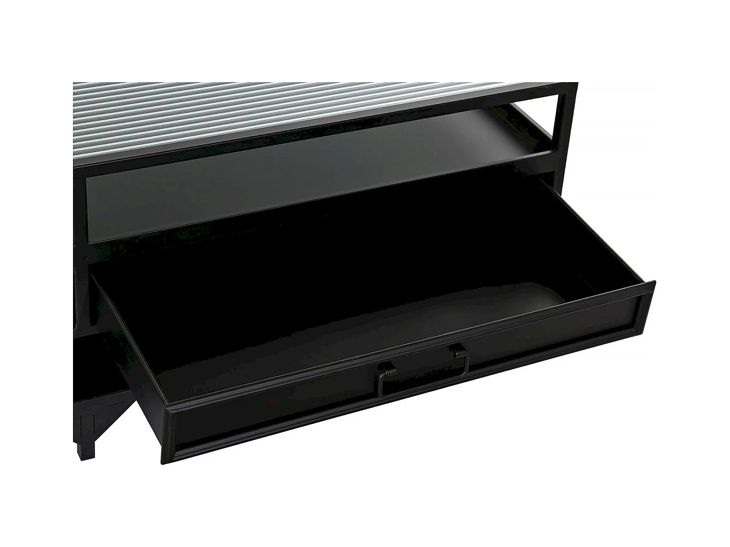 Table basse élégante verre noir et métal chic