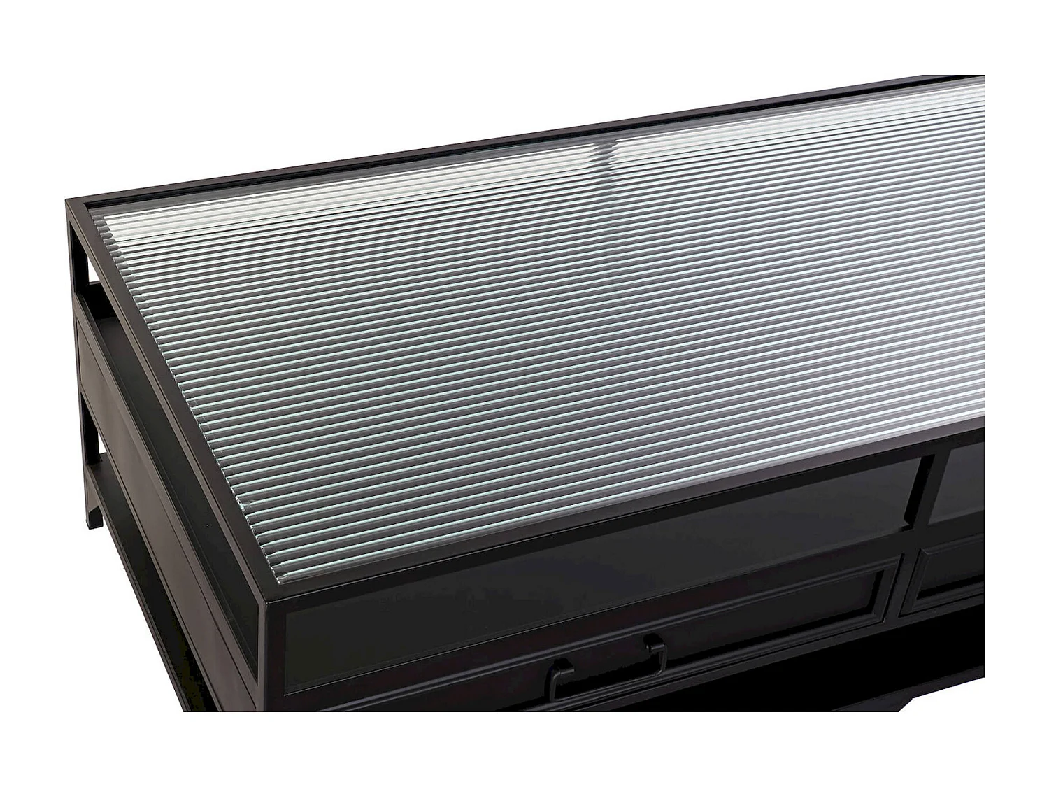 Table basse élégante verre noir et métal chic