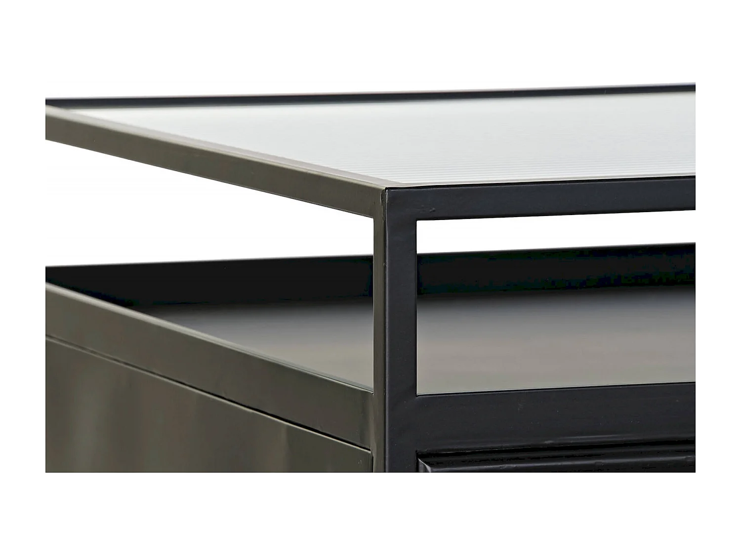 Table basse élégante verre noir et métal chic