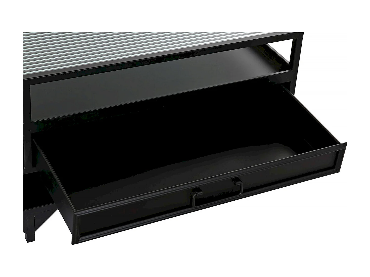 Table basse élégante verre noir et métal chic