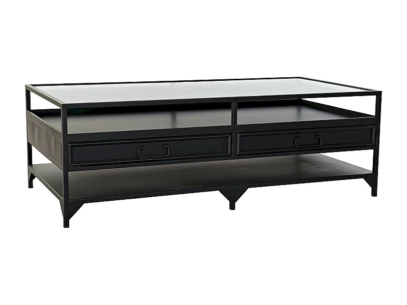 Table basse élégante verre noir et métal chic