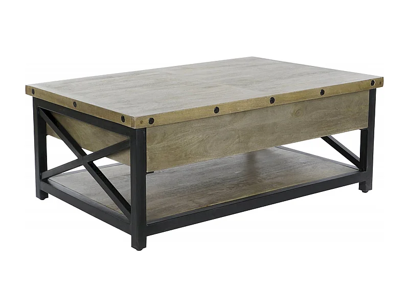 Table basse élégance industrielle bois et métal