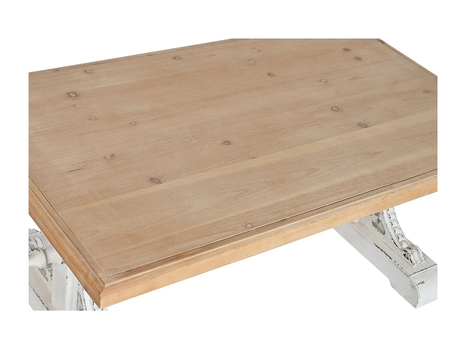 Table basse élégance bois blanc finition patinée