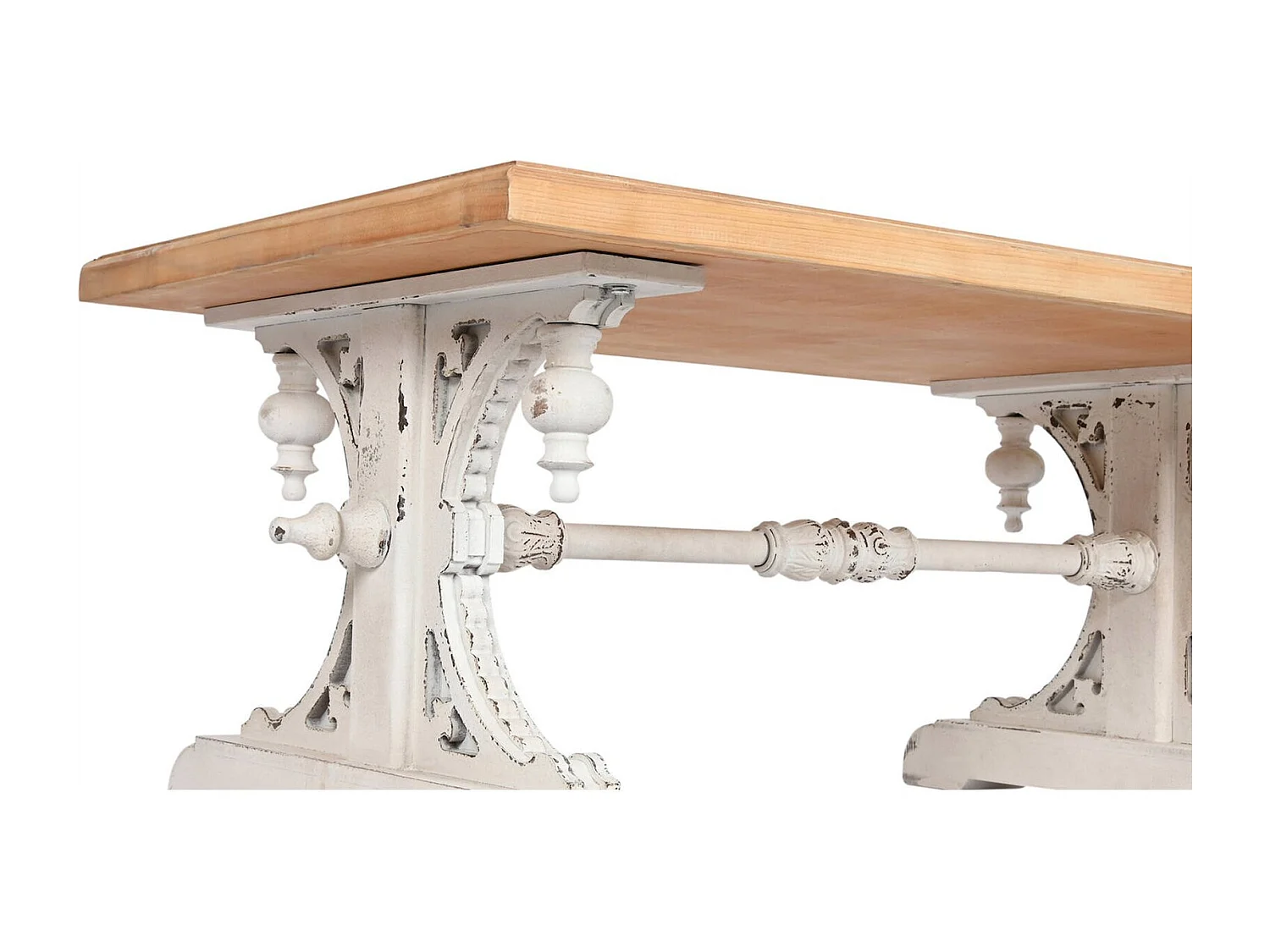 Table basse élégance bois blanc finition patinée