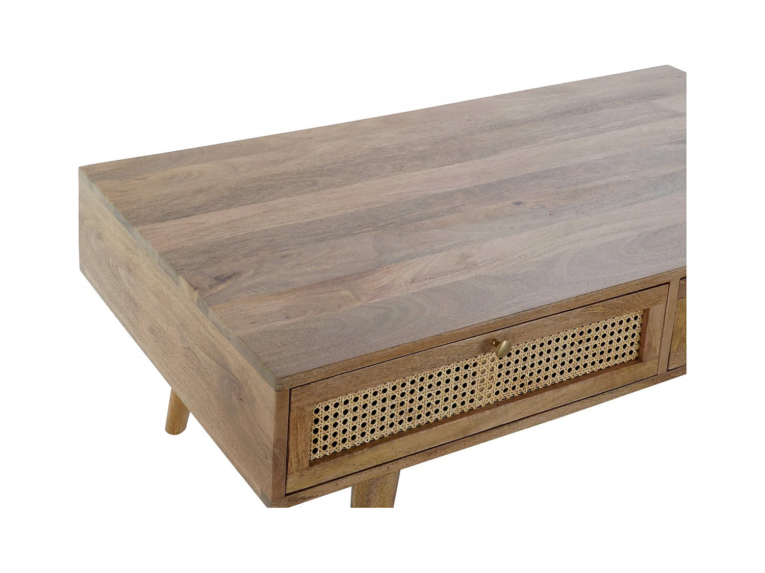 Table basse exotique en rotin avec espace de rangement