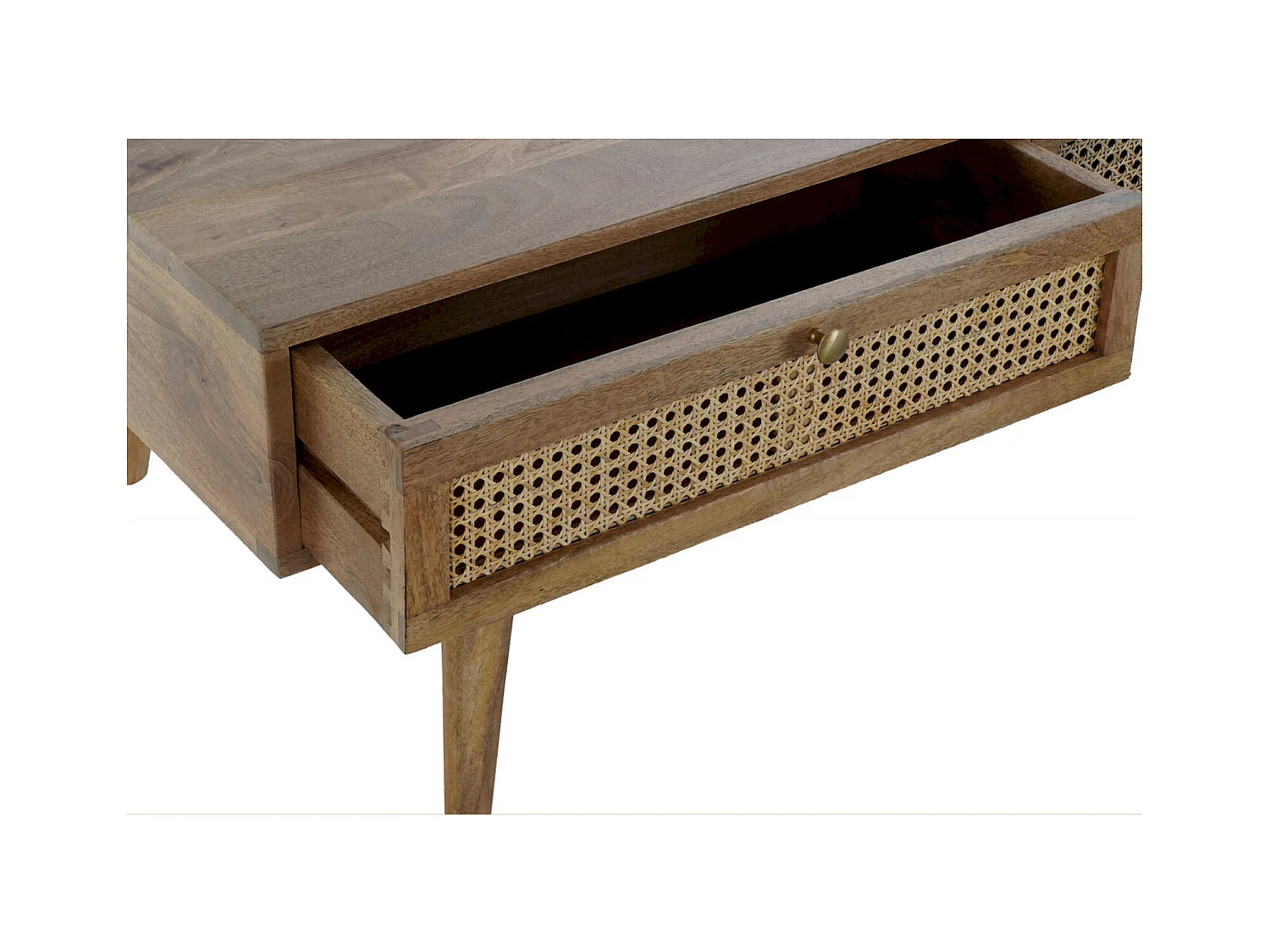 Table basse exotique en rotin avec espace de rangement