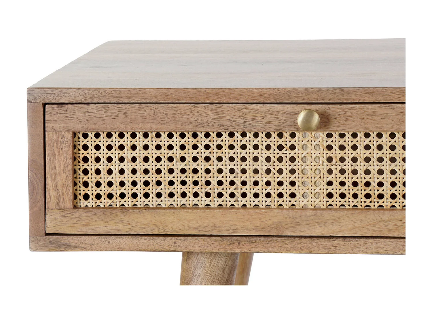Table basse exotique en rotin avec espace de rangement