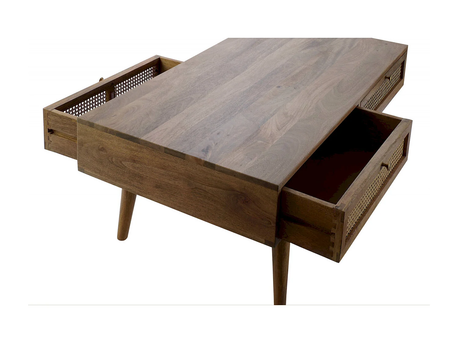 Table basse exotique en rotin avec espace de rangement