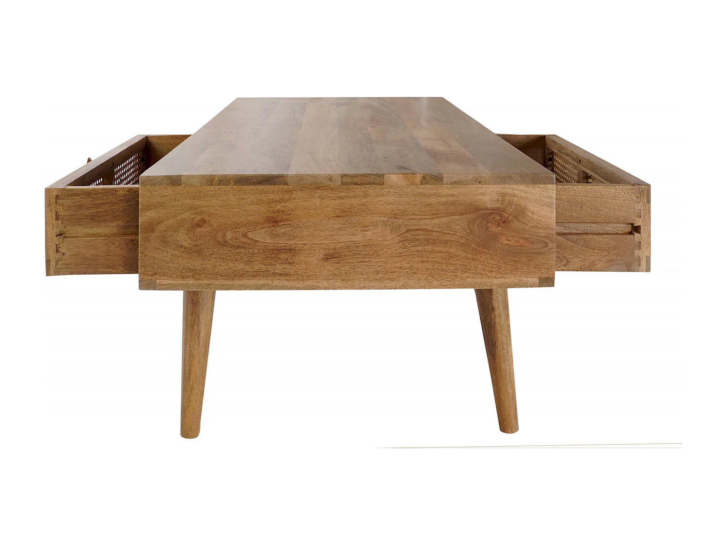 Table basse exotique en rotin avec espace de rangement