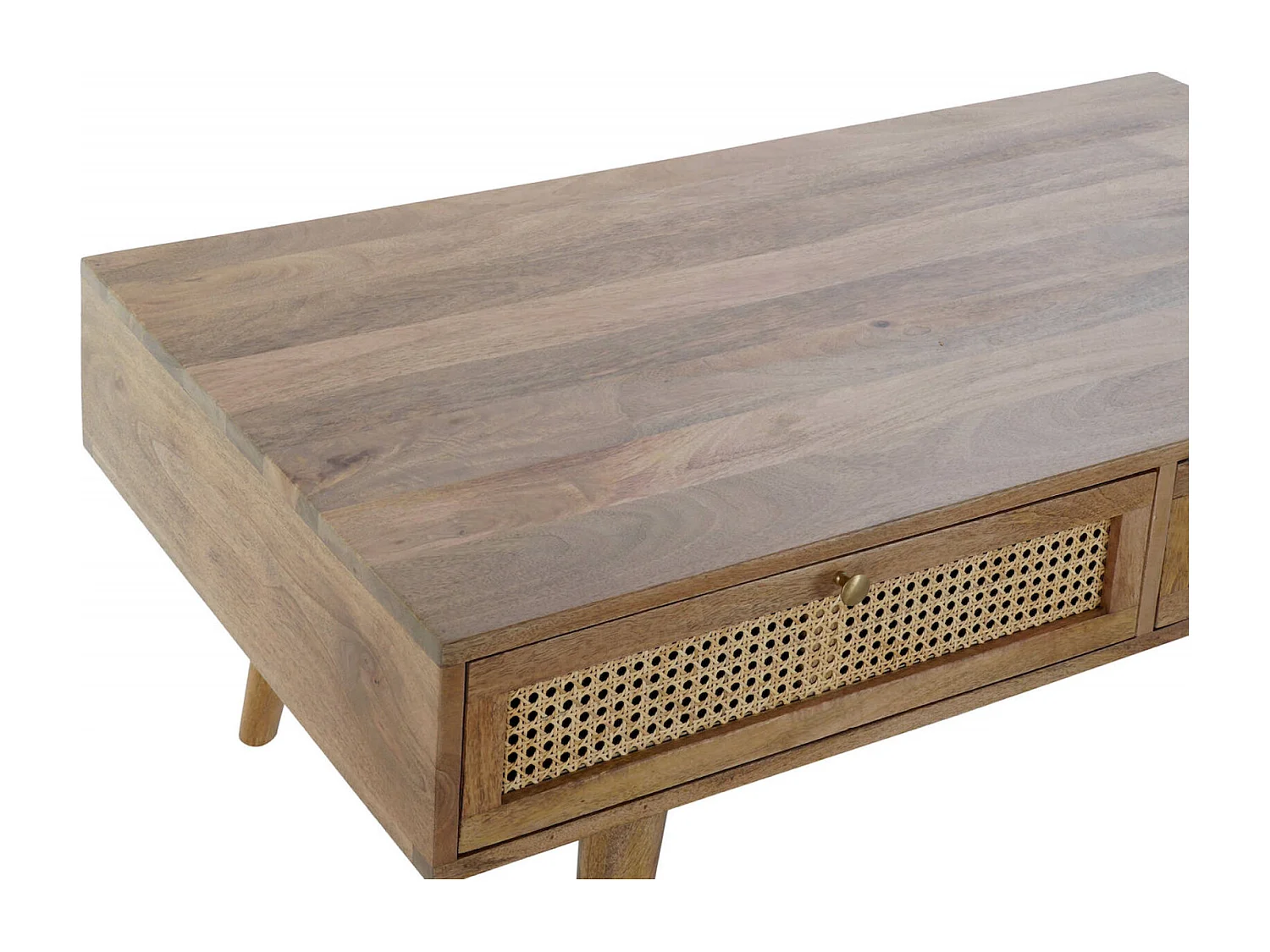 Table basse exotique en rotin avec espace de rangement