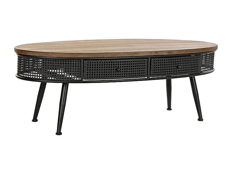 Table basse bicolore avec tiroirs élégance moderne