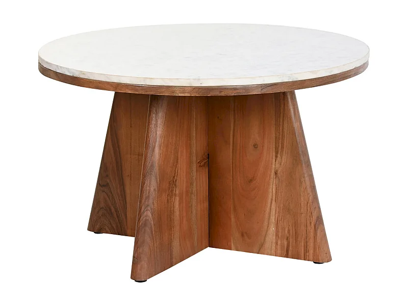 Table basse marbre blanc élegance acacia chic