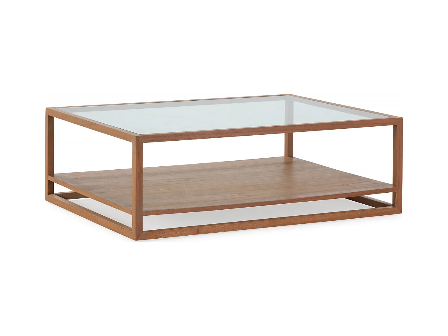 Table basse élégante en bois naturel et verre