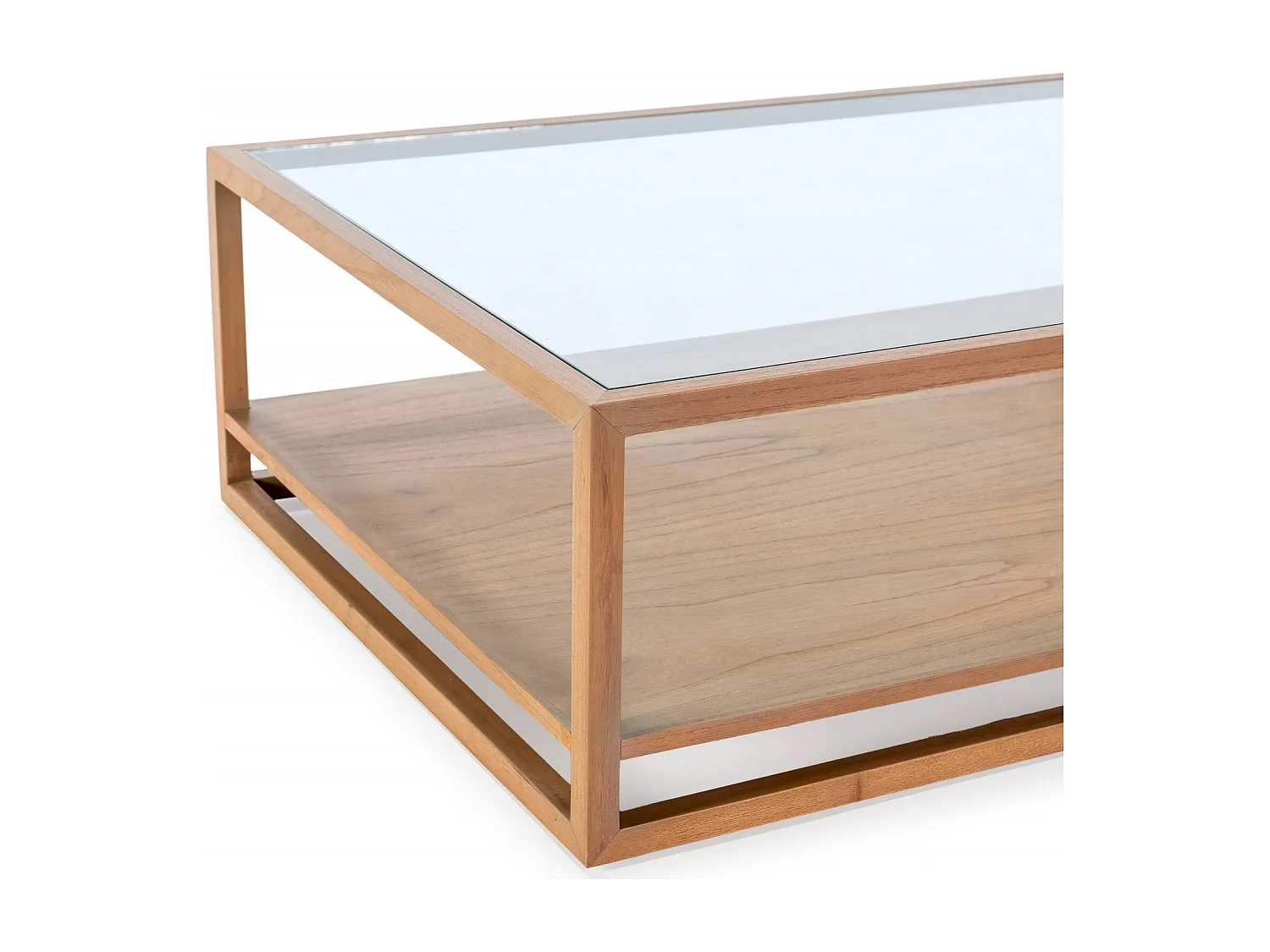 Table basse élégante en bois naturel et verre