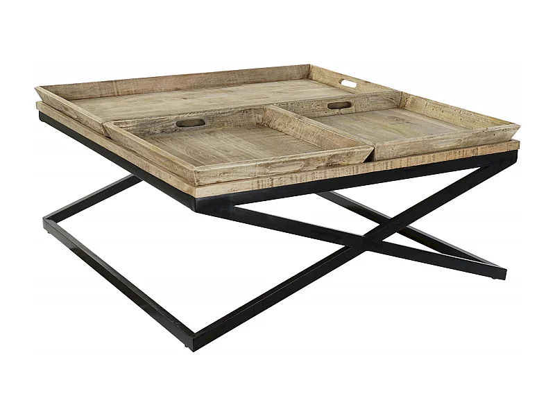 Table basse design en bois et métal pour salon moderne