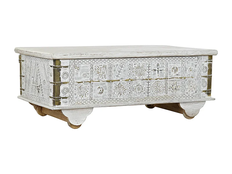 Table basse élégance blanc doré pour salon chic