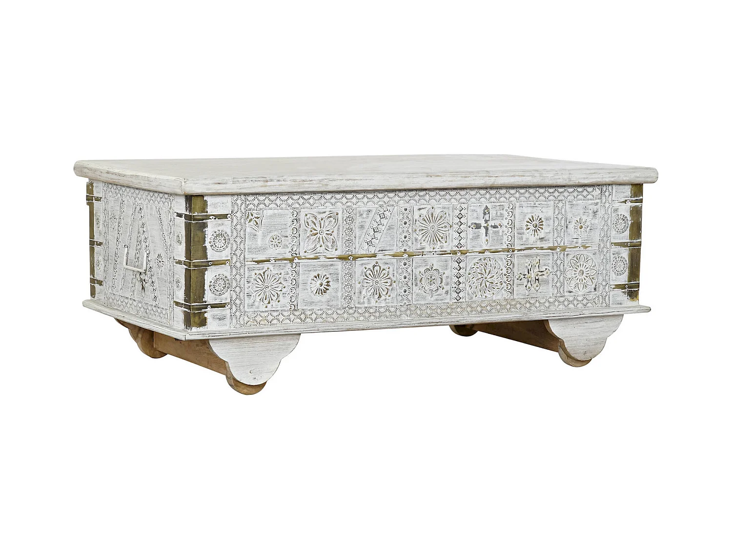 Table basse élégance blanc doré pour salon chic