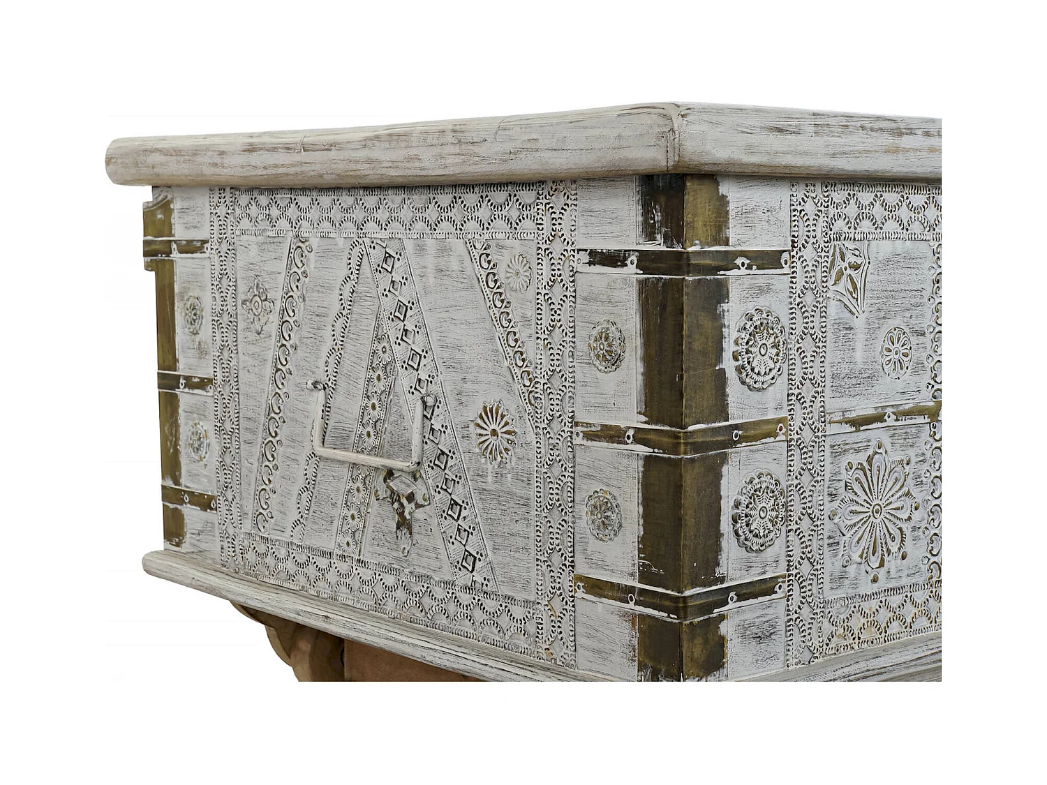 Table basse élégance blanc doré pour salon chic