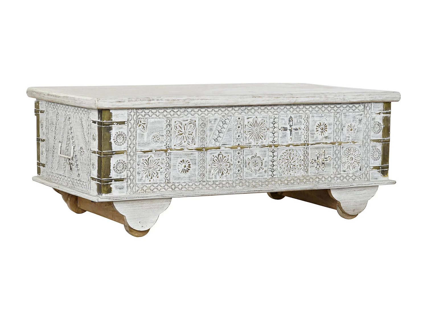 Table basse élégance blanc doré pour salon chic