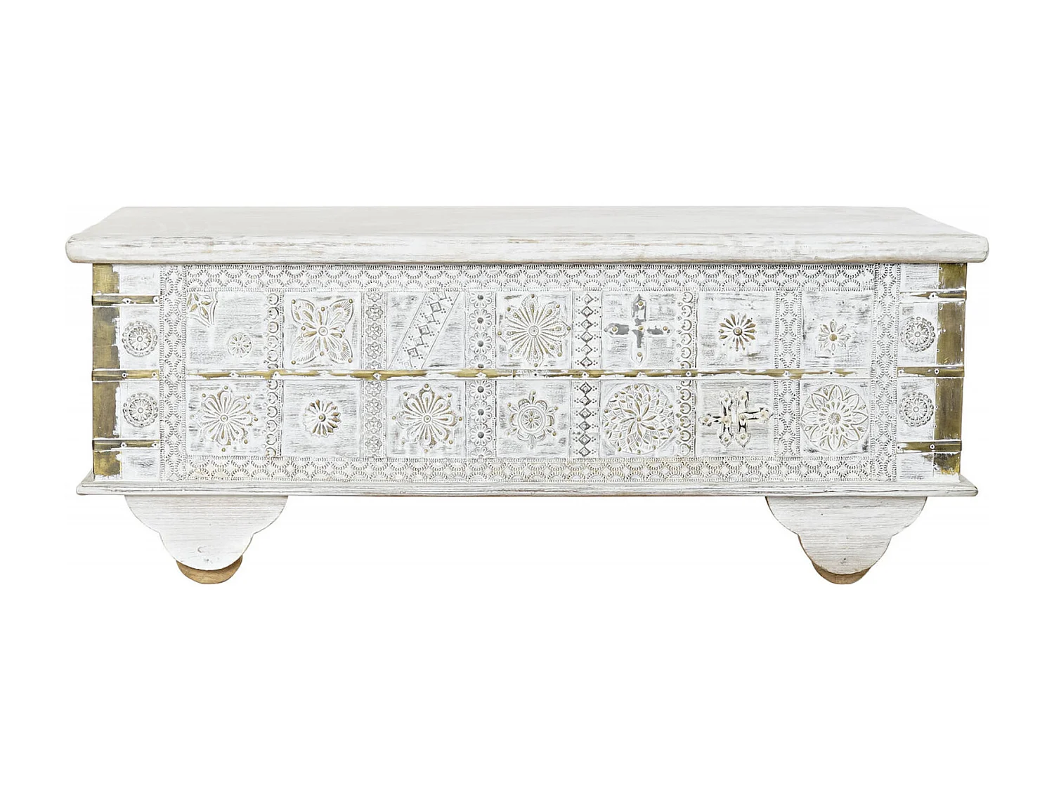 Table basse élégance blanc doré pour salon chic