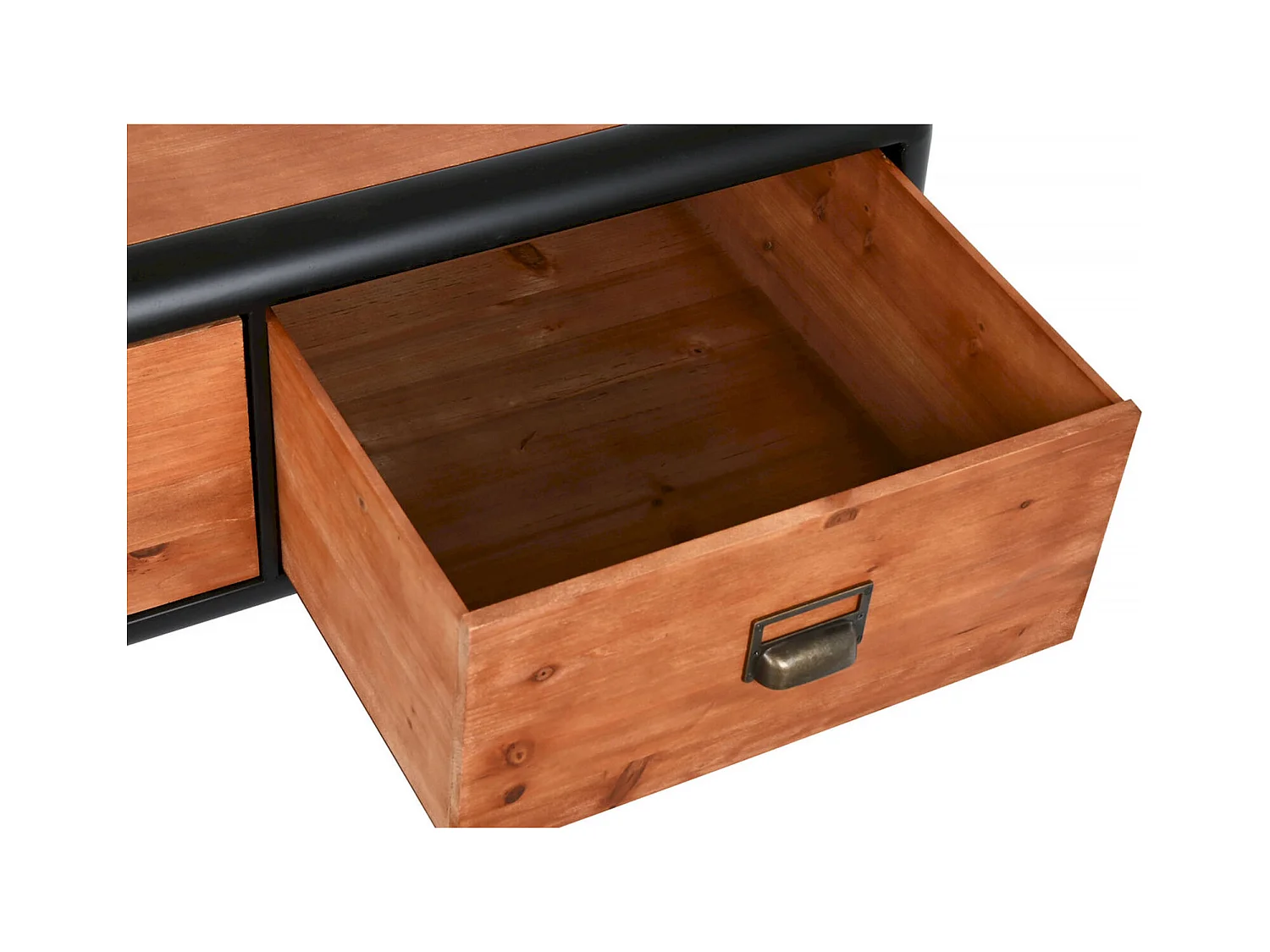 Table basse épicéa et métal brun élégance vintage