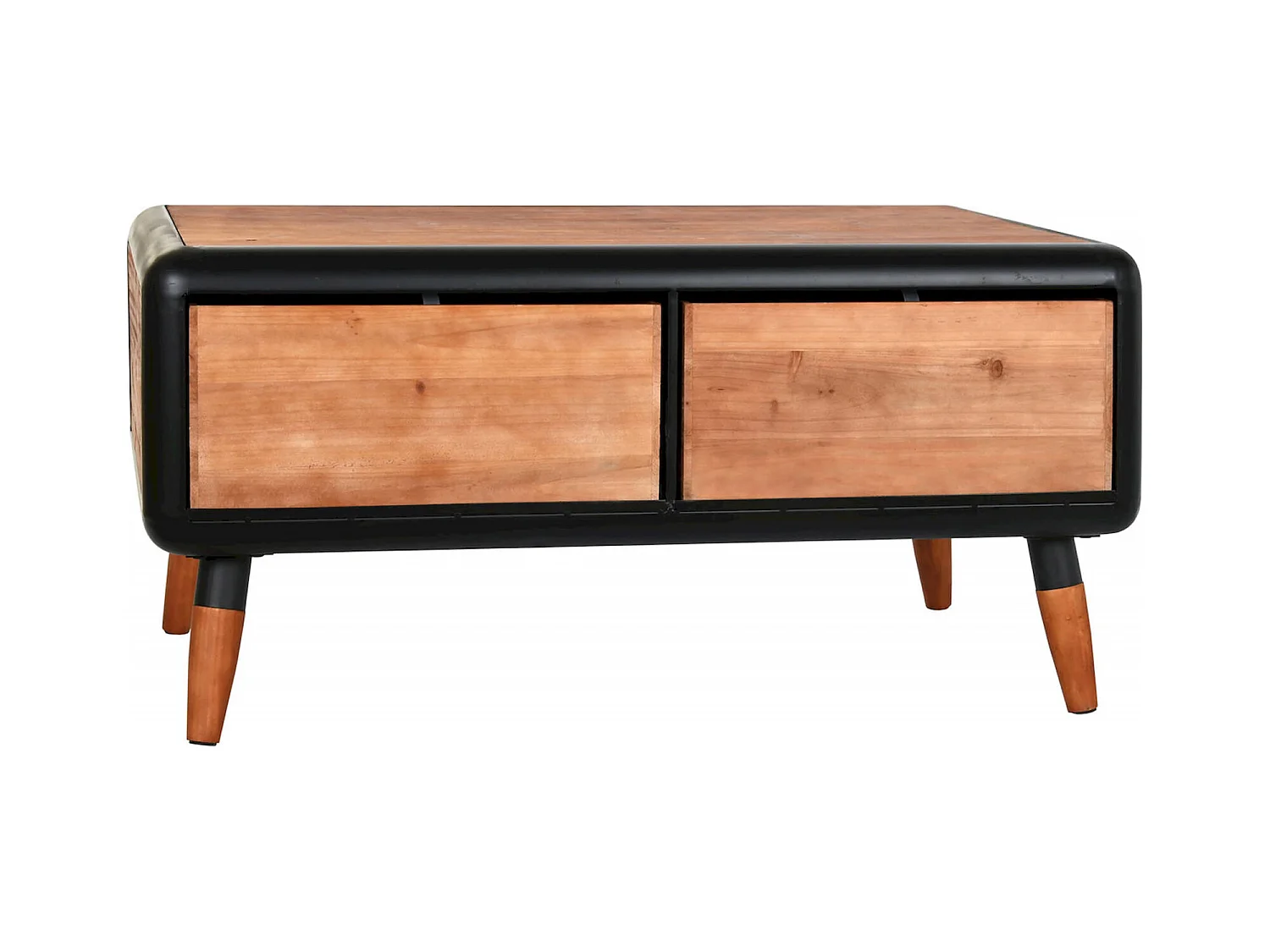 Table basse épicéa et métal brun élégance vintage