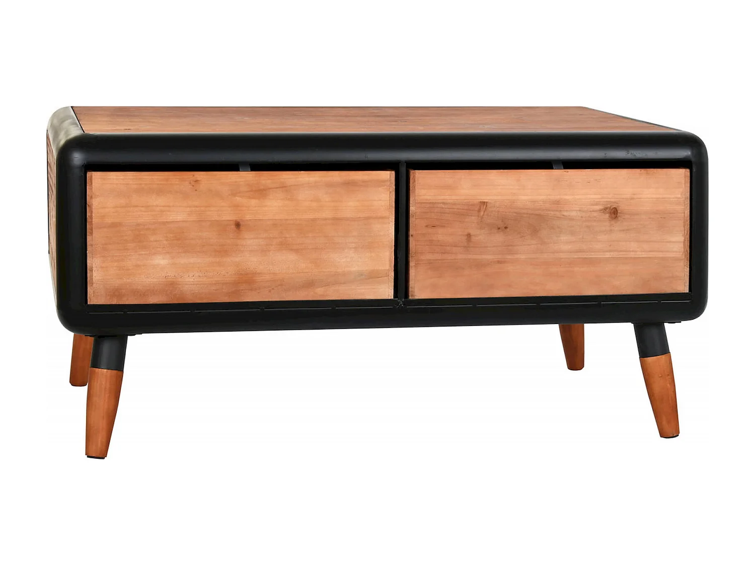 Table basse épicéa et métal brun élégance vintage