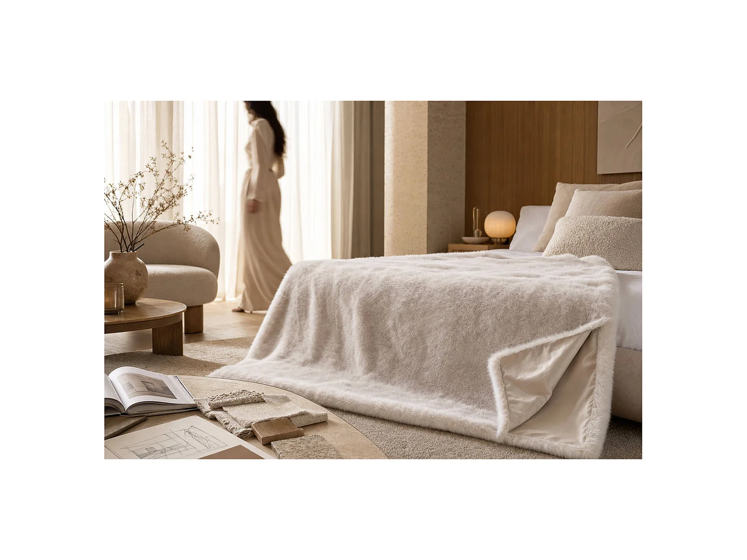 Couverture blanche douce effet cocon