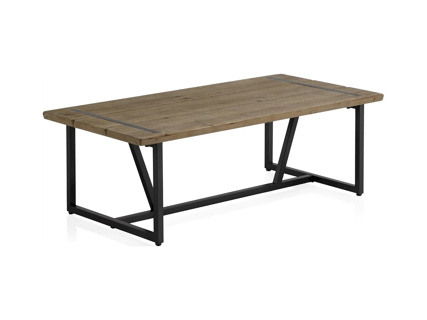 Table basse métal et bois d'inspiration industrielle naturelle