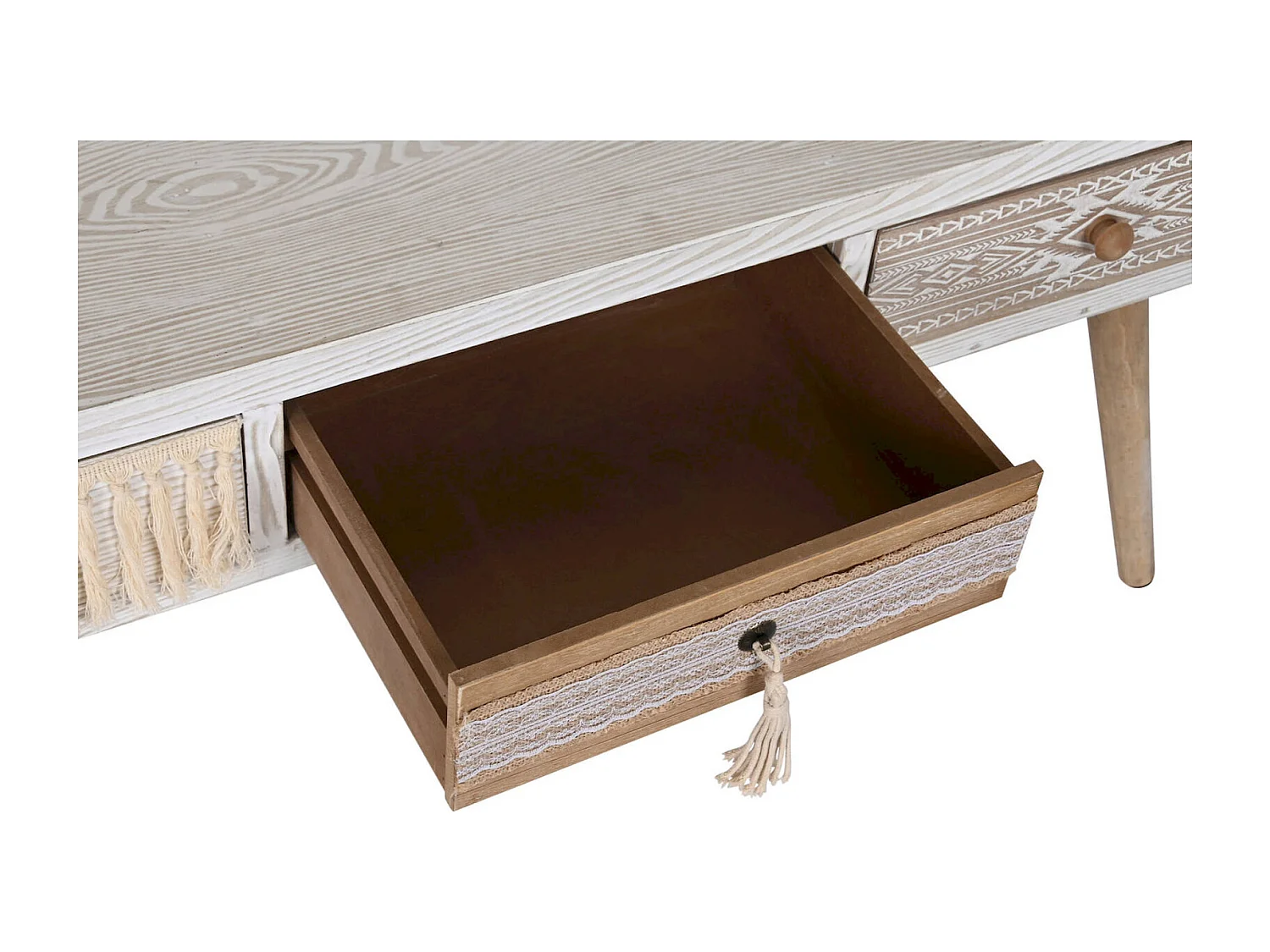 Table basse élégante blanche en coton épicéa