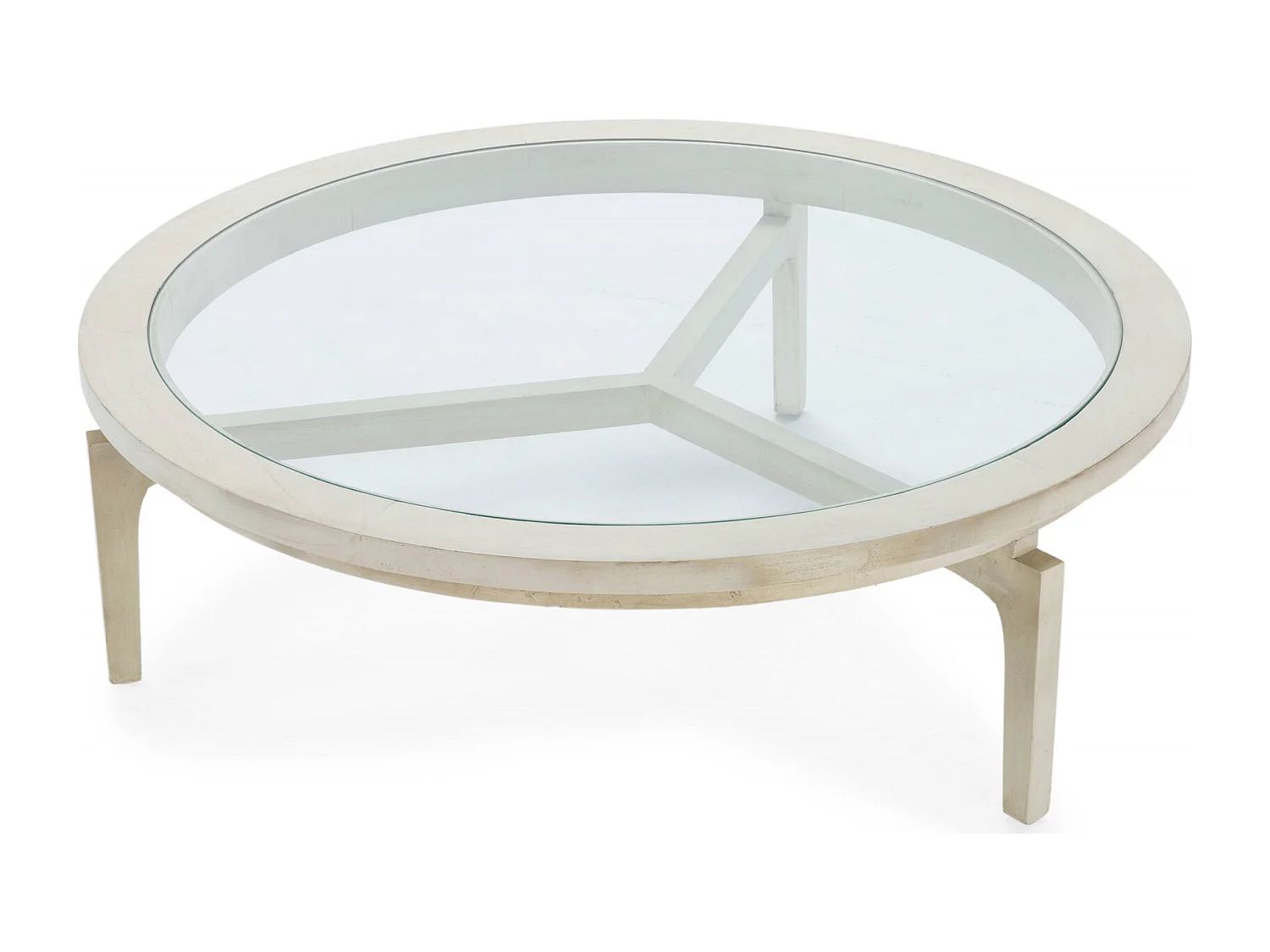 Table basse élégante en bois et verre Blanc Voilé