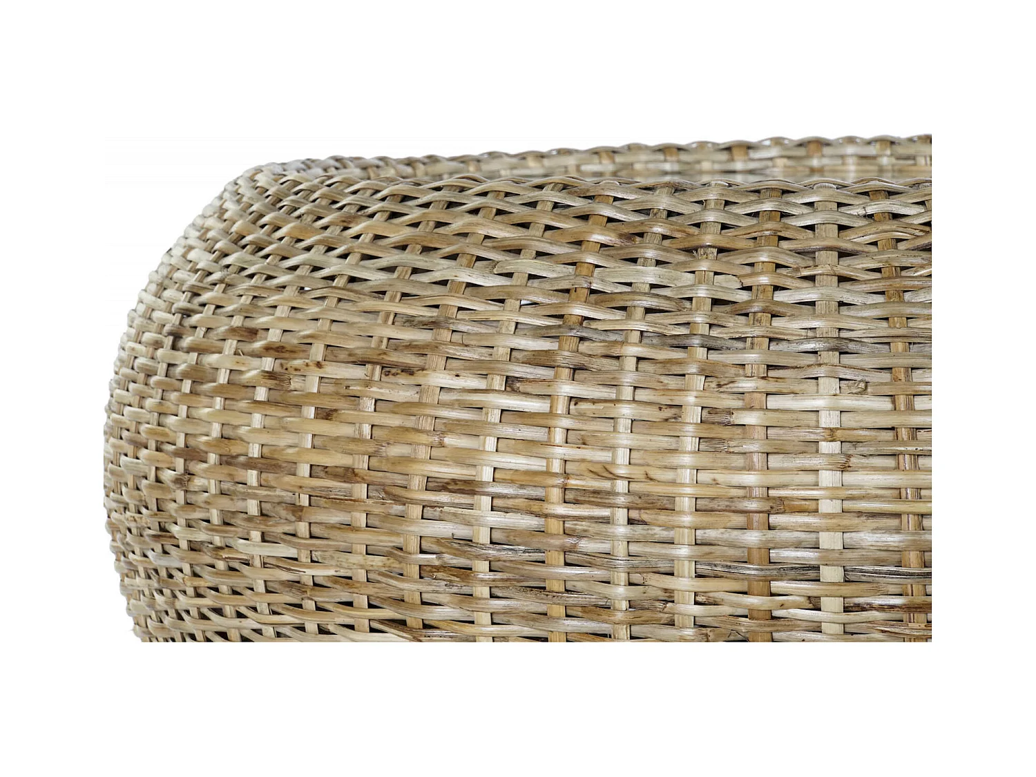 Table basse élégance rustique en rotin et verre