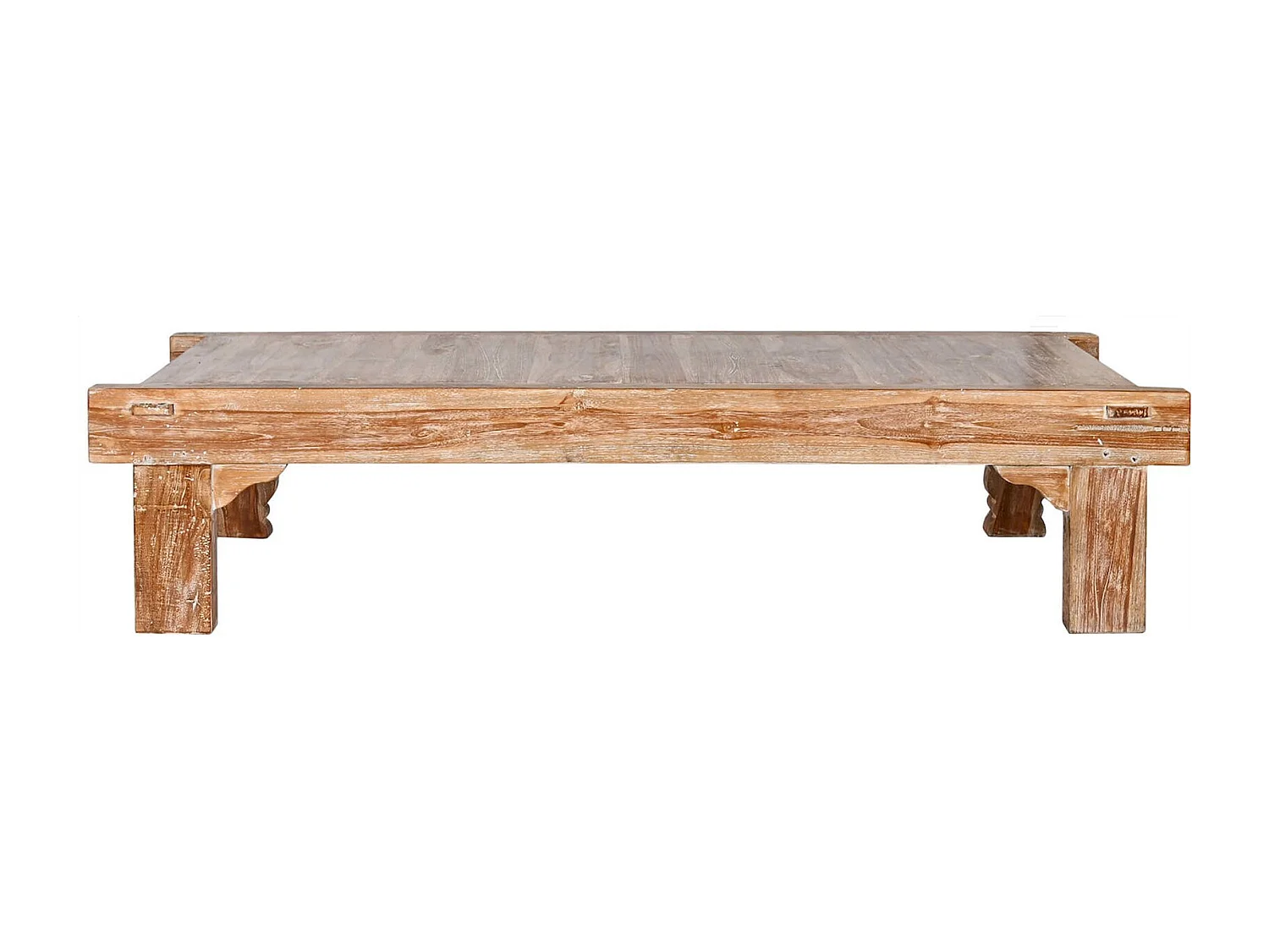 Table basse éco-chic en bois recyclé finition blanche