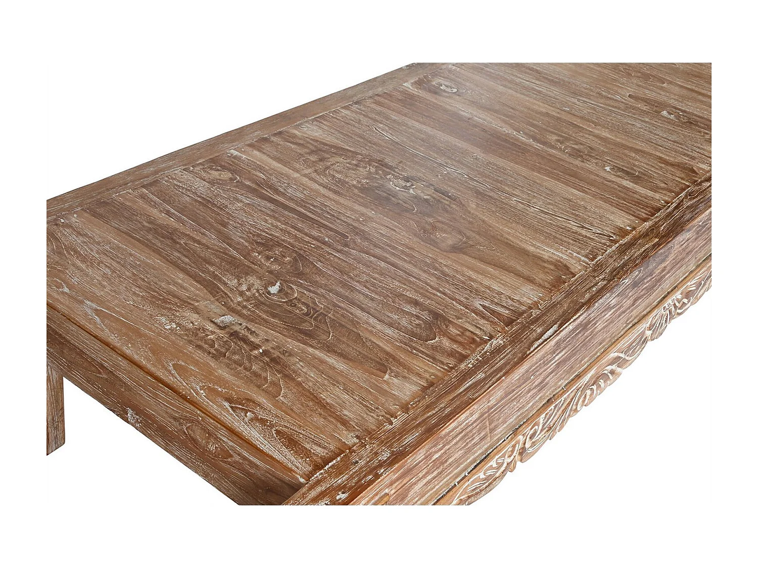 Table basse éco-chic en bois recyclé finition blanche