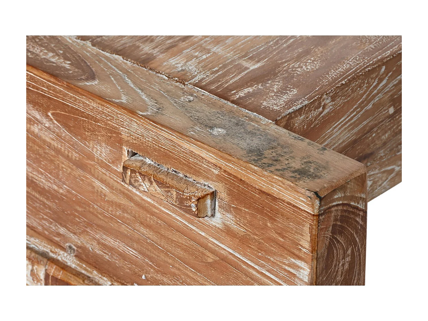 Table basse éco-chic en bois recyclé finition blanche