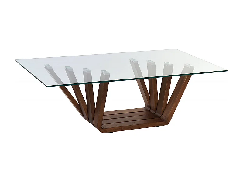 Table basse élégance en noyer et plateau verre