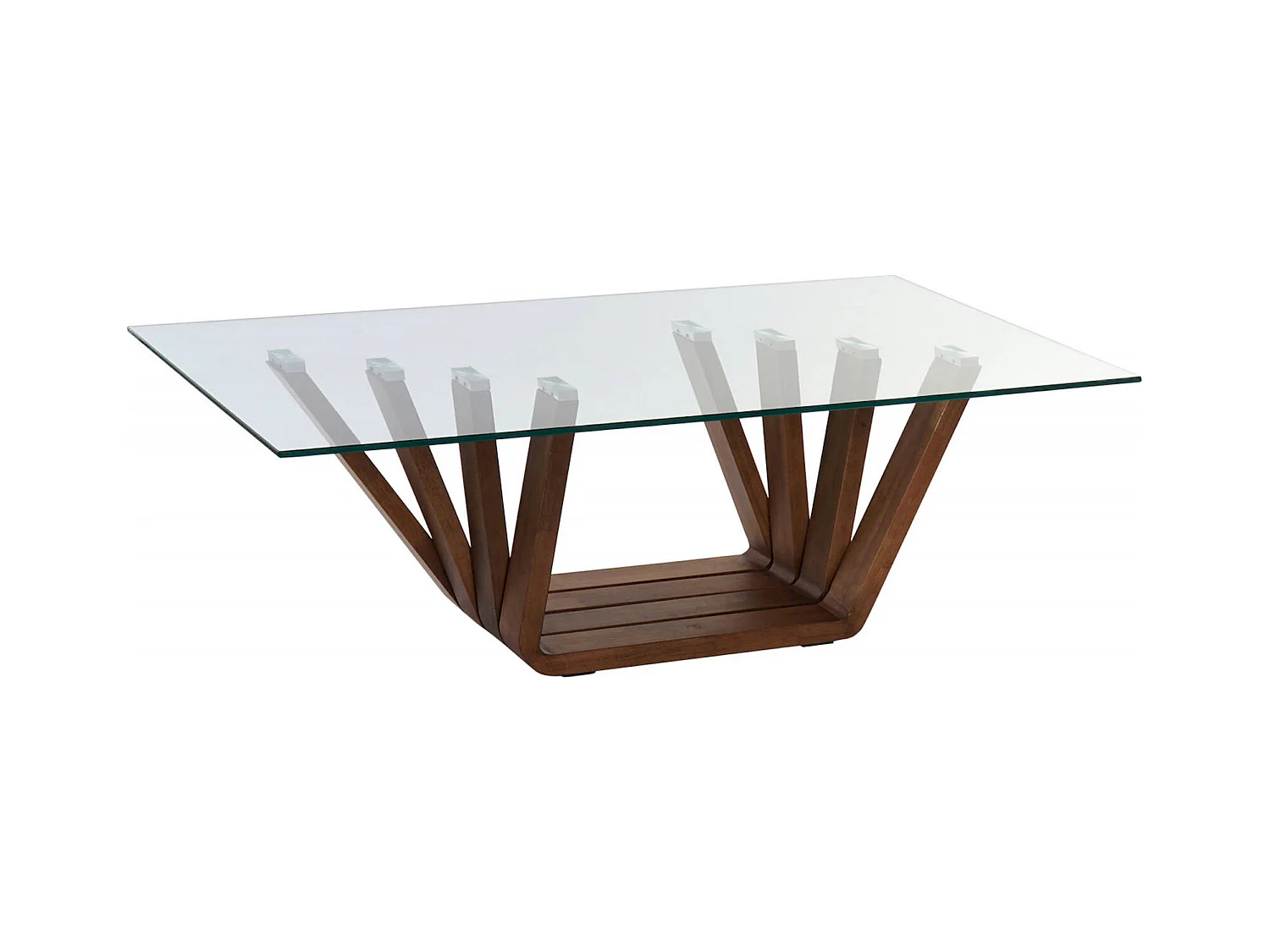 Table basse élégance en noyer et plateau verre