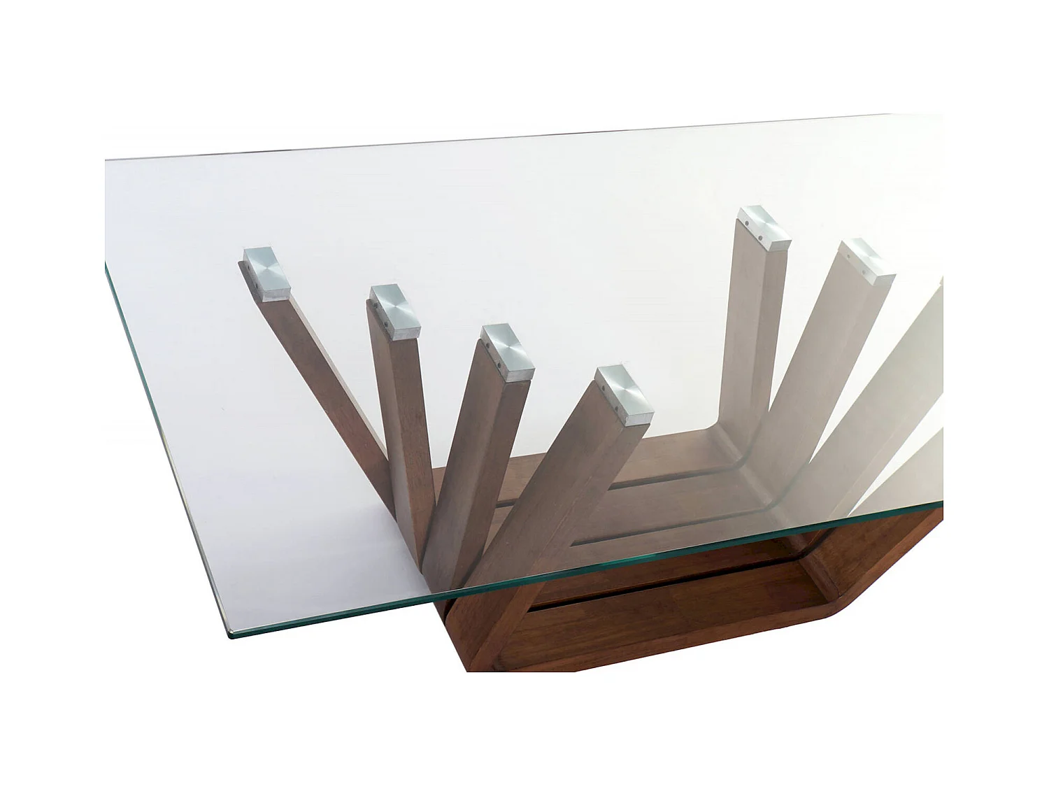 Table basse élégance en noyer et plateau verre