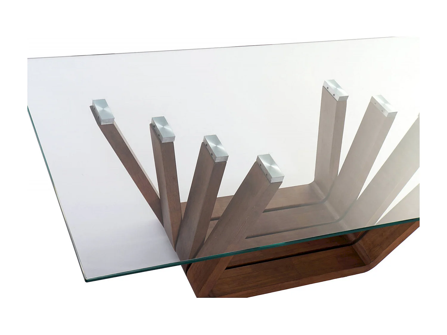 Table basse élégance en noyer et plateau verre