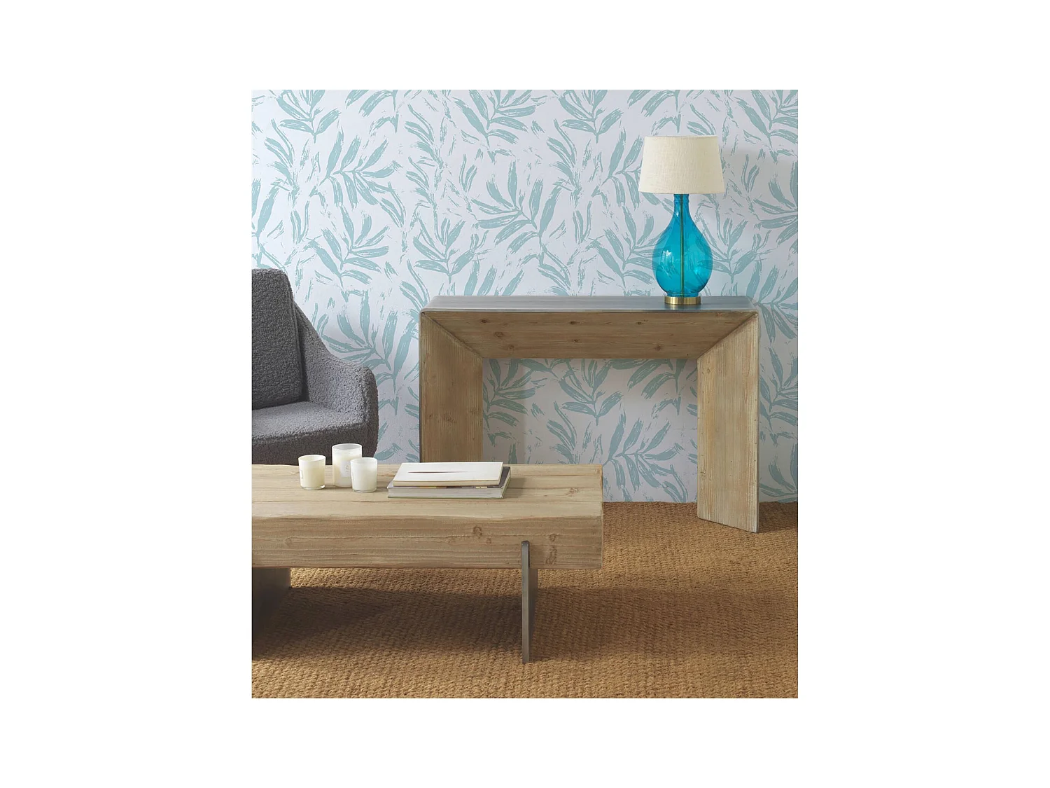 Table basse rectangulaire bois d'abeto et pieds métal laqué